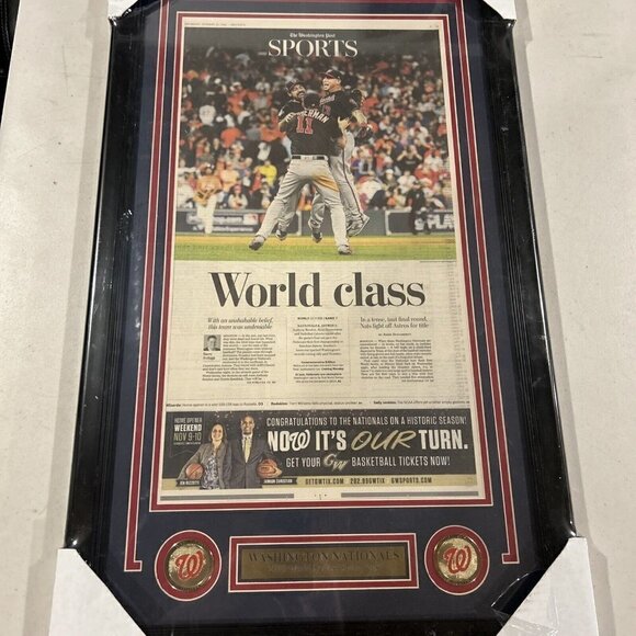 Washington Nationals 2019 World Series Washington Post Original Newspaper Framed - Picture 1 of 3